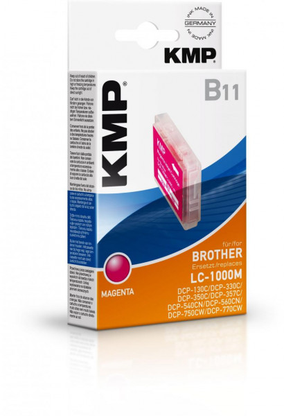 KMP B11 - 12 ml - Magenta - Tintenpatrone (Alternative zu: Brother LC1000m)