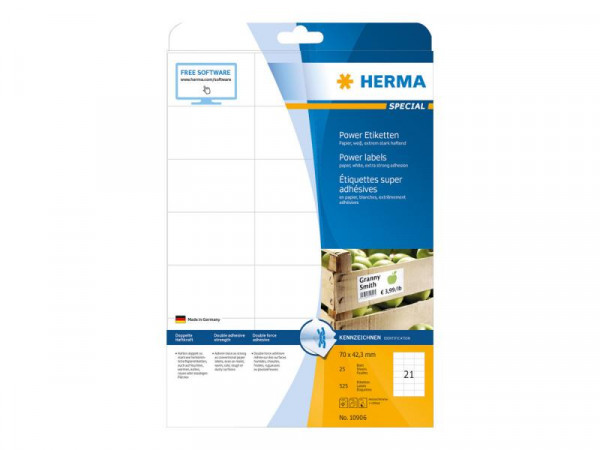 HERMA Etiketten A4 weiß 70x42,3 mm extrem haftend 525 St.