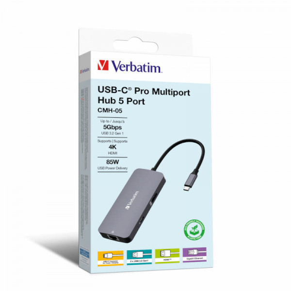 USB-C PRO Multiporthub Verbatim mit 5-Anschlüssen retail