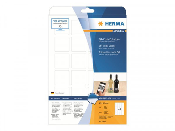 HERMA QR-Code Etik. A4 40x40 mm quadratisch weiß 600 St.